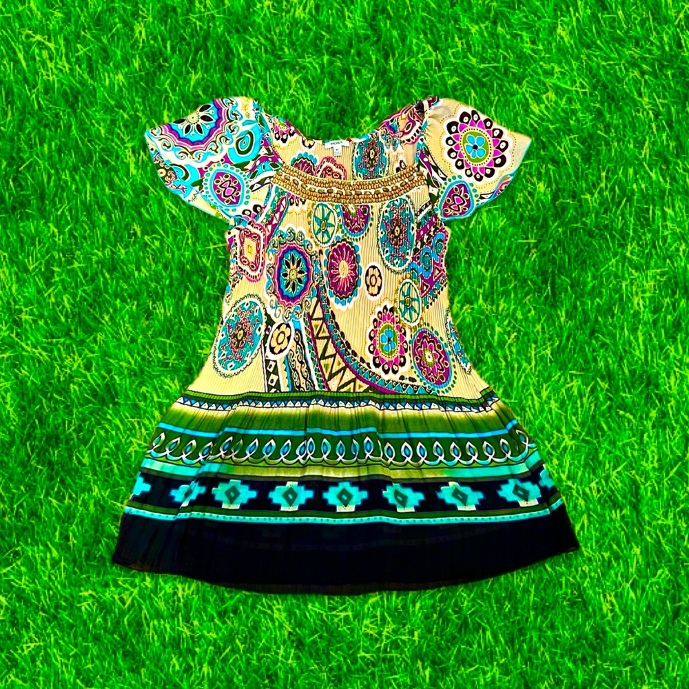 vtg y2k fairy boho paisley print mesh pleated babydoll top